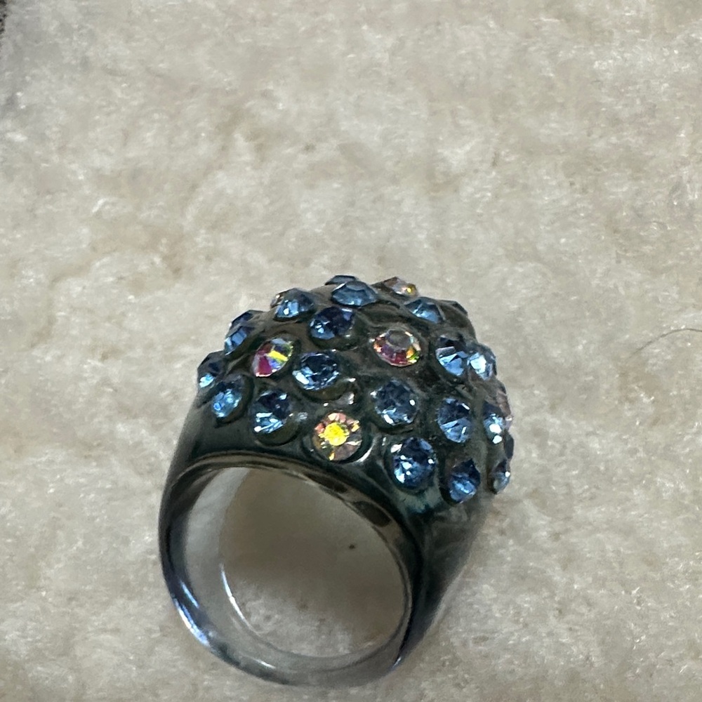 Dazzling Blue Crystal Dome Ring